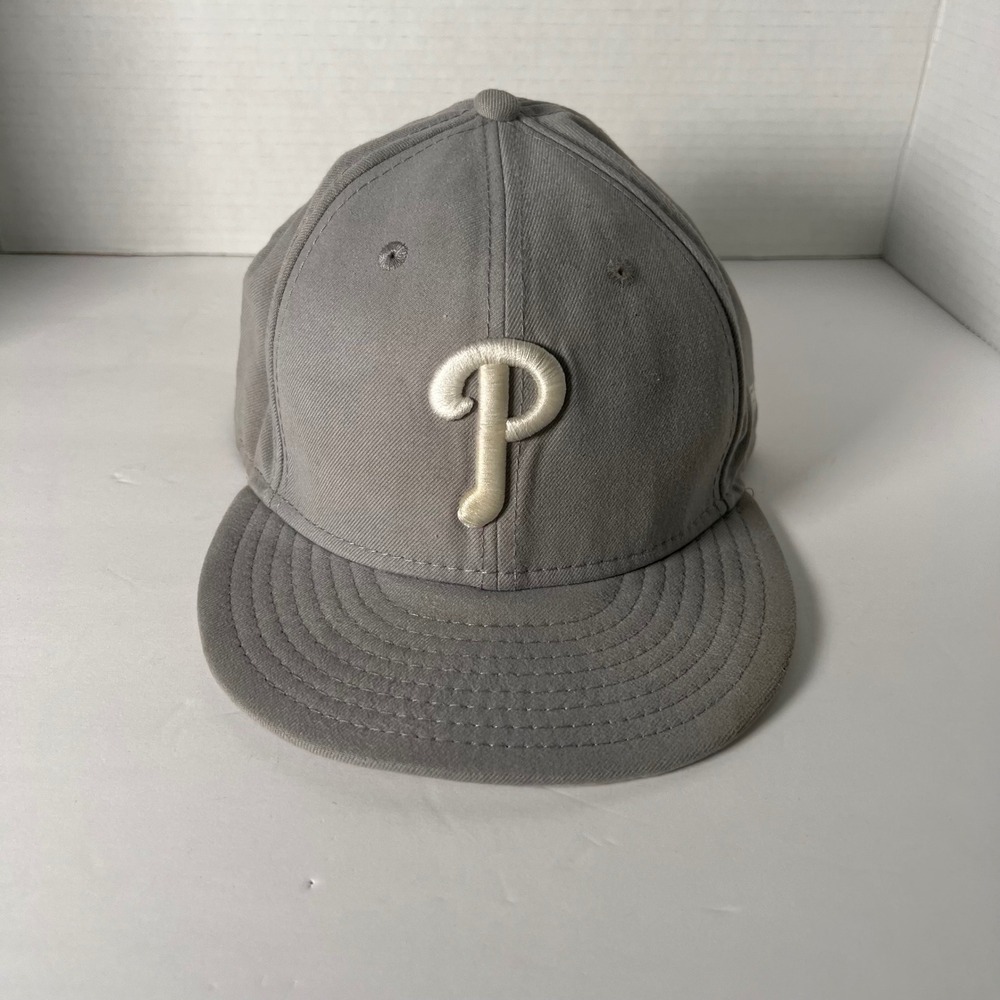 New Era Philadelphia Phillies MLB Baseball Cap Gray Fitted 59FIFTY Size 7 1/4
